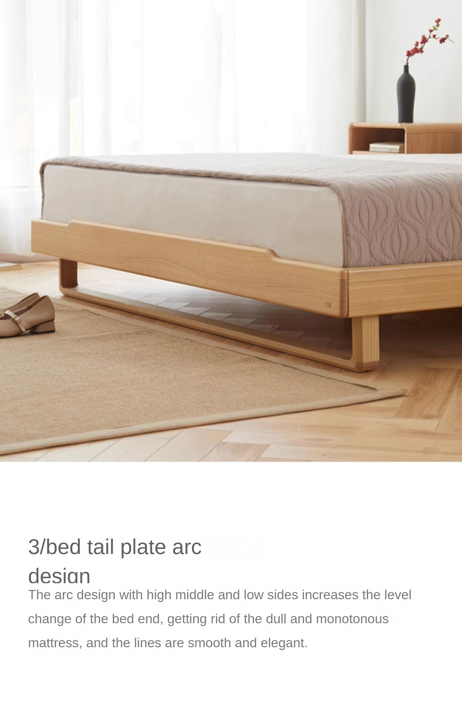 Ash Solid Wood Soft Back Bed Nordic Modern