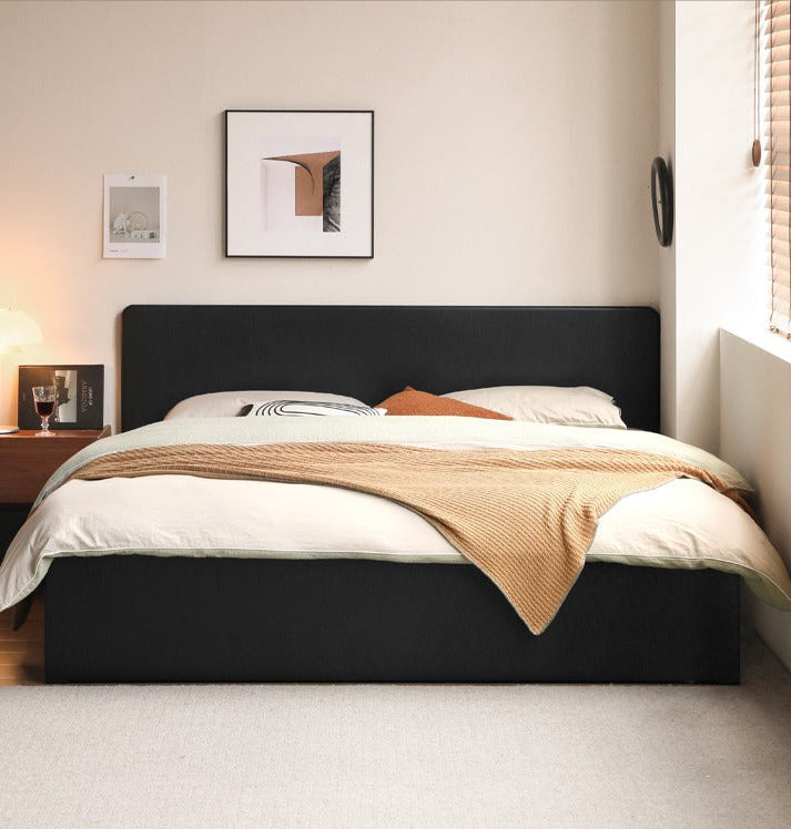 Poplar, Rubber Wood Solid Wood Fully Open High Box Bed Minimalist