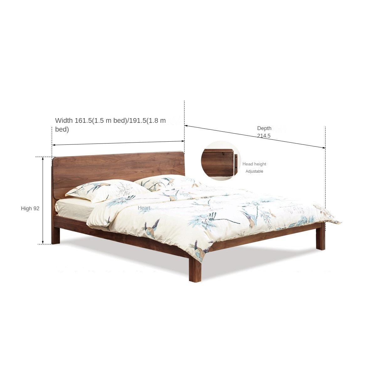 Teak Solid Wood, Black Walnut Solid Wood Bed
