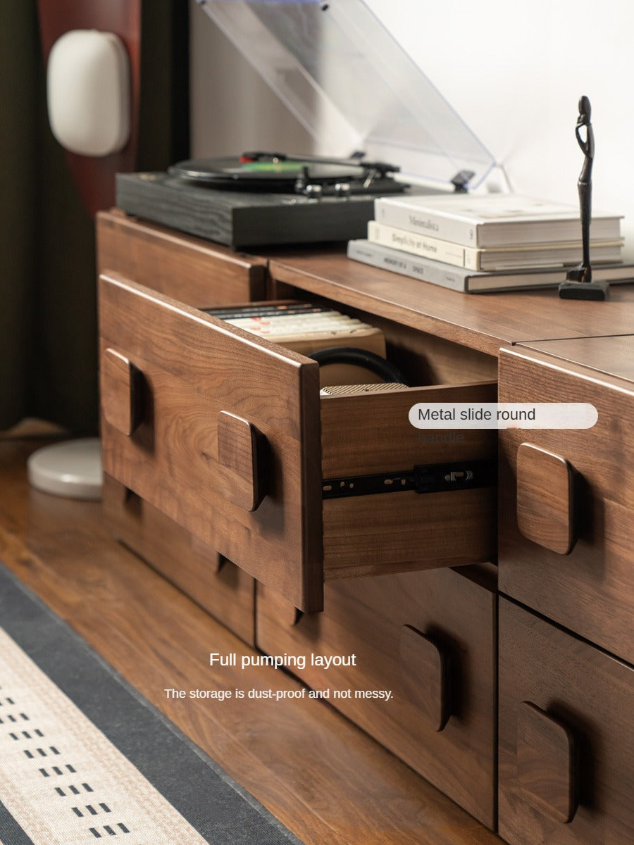Black Walnut, Oak Solid Wood TV Cabinet Module Combination.