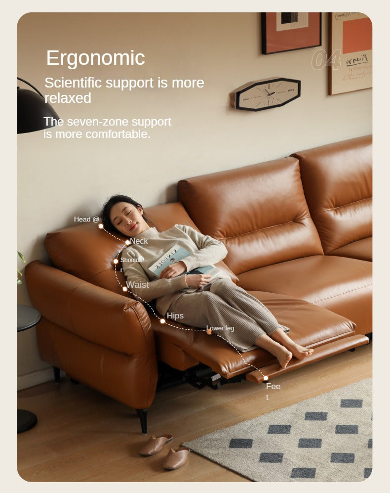 Leather Sofa, Head Layer, Cowhide Electric Sofa.