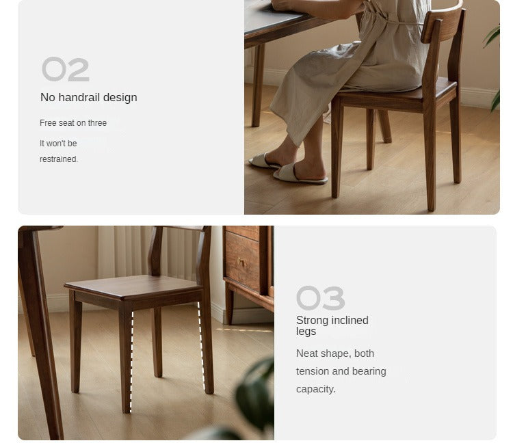 Black Walnut, Ash, Oak Solid Wood Dining Chair Set of 4