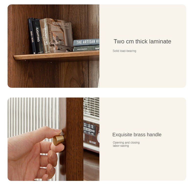 Oak Solid Wood Dust-Proof Glass Door Wall Floor-To-Ceiling Bookshelf