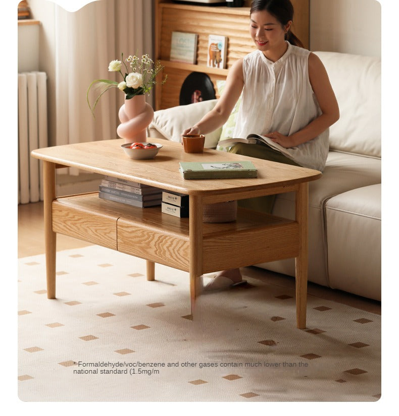 Oak Solid Wood High-leg Coffee Table