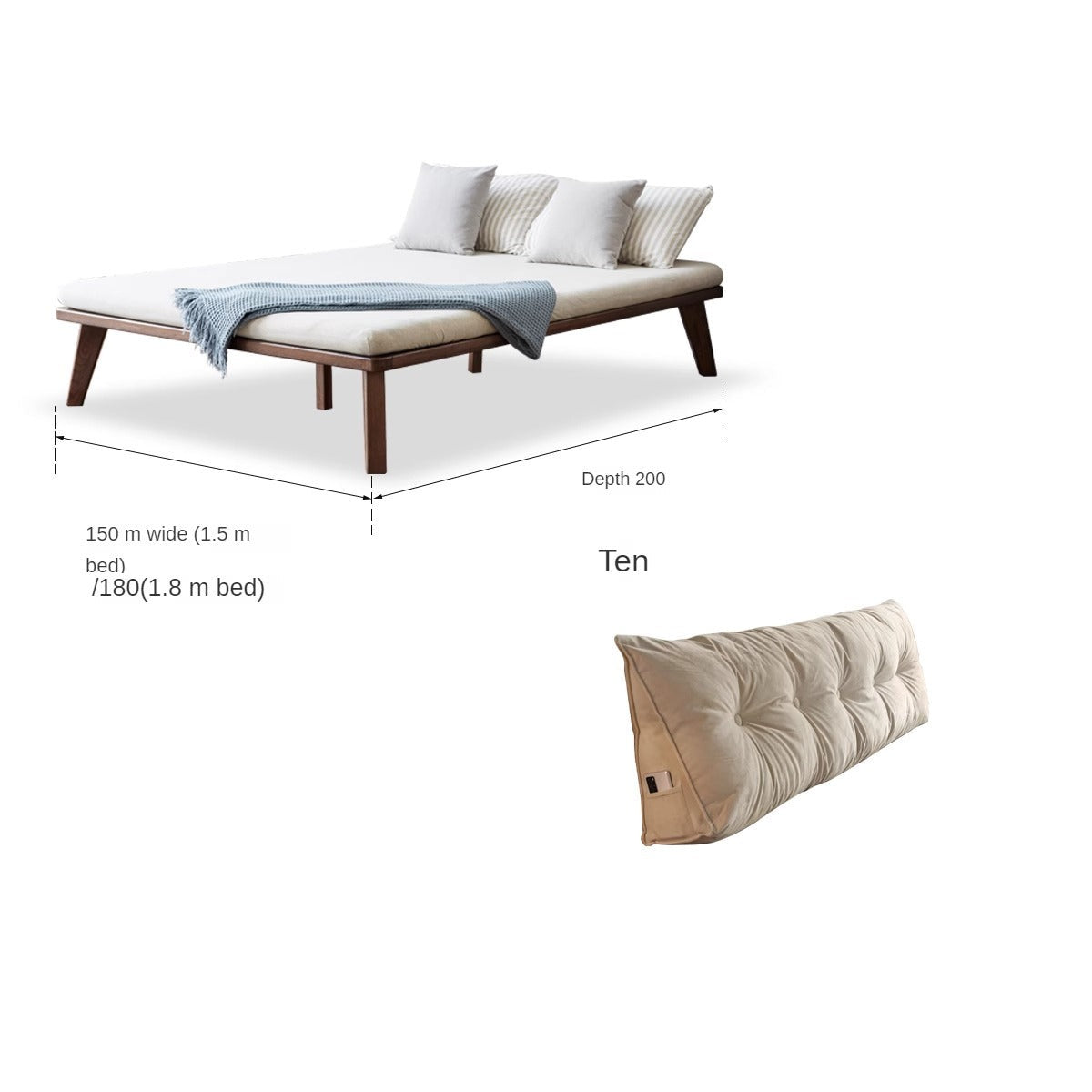 Oak solid wood tatami bed no headboard"