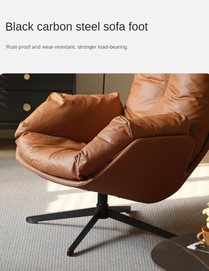 Organic Leather Swivel Sofa Chair Italian Light Luxury.