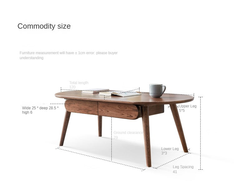 Oak, Rubber Solid Wood Coffee Table