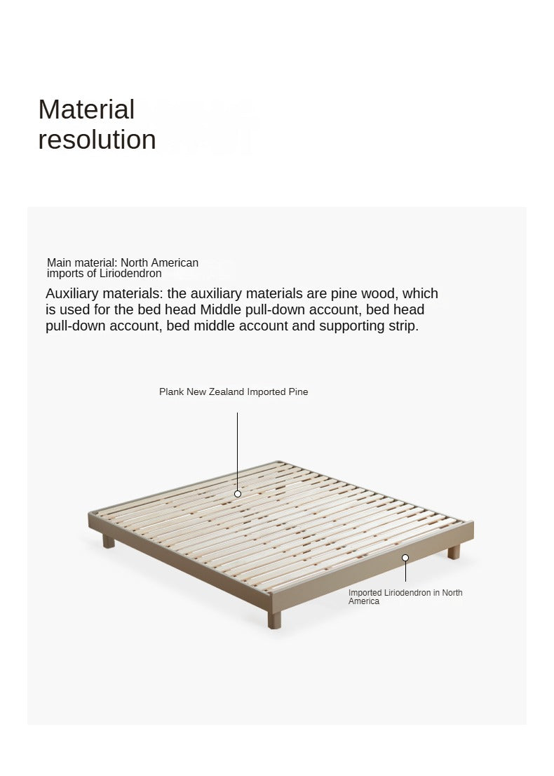 Poplar solid wood Platform Bed, Headboard-Free Bed,