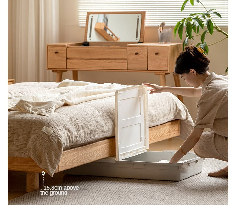 Oak Solid Wood Modern Suspension Bed