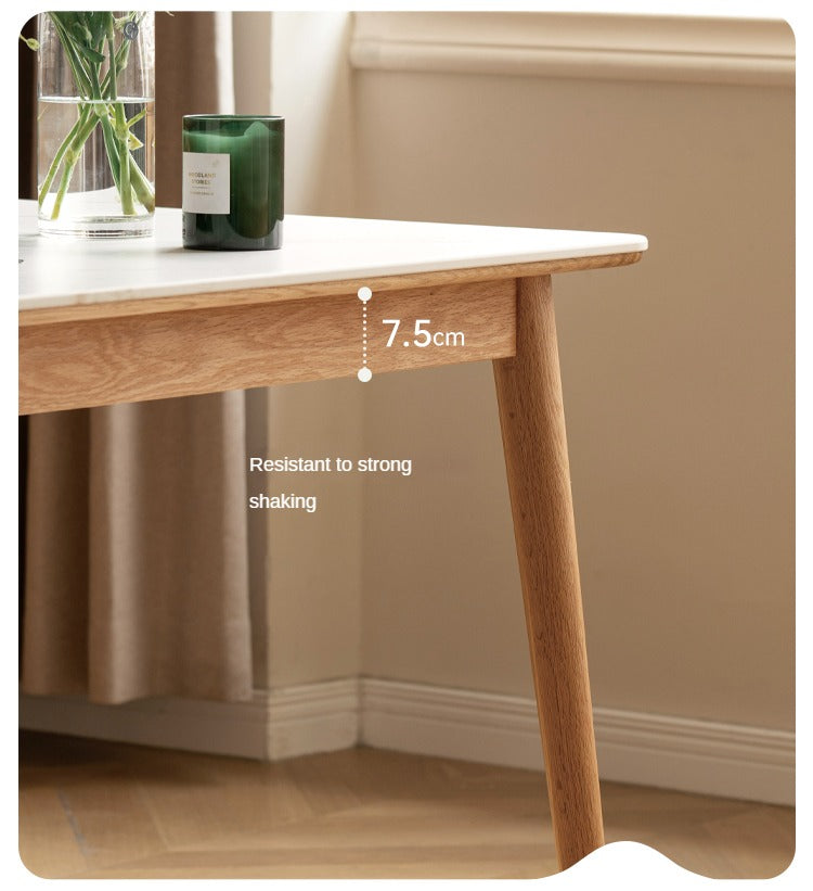 Oak Solid Wood Dining Table With Rock Slab Surface