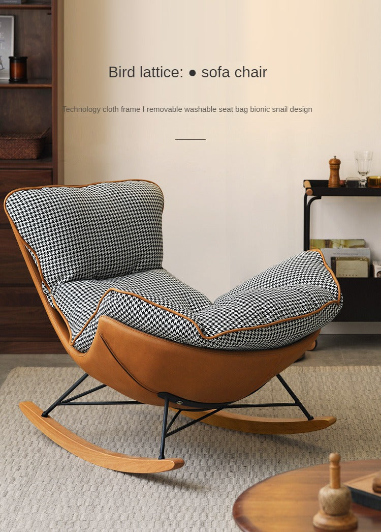 Beech Solid Wood Light Luxurious Lazy Rocking Leisure Down Fabric )