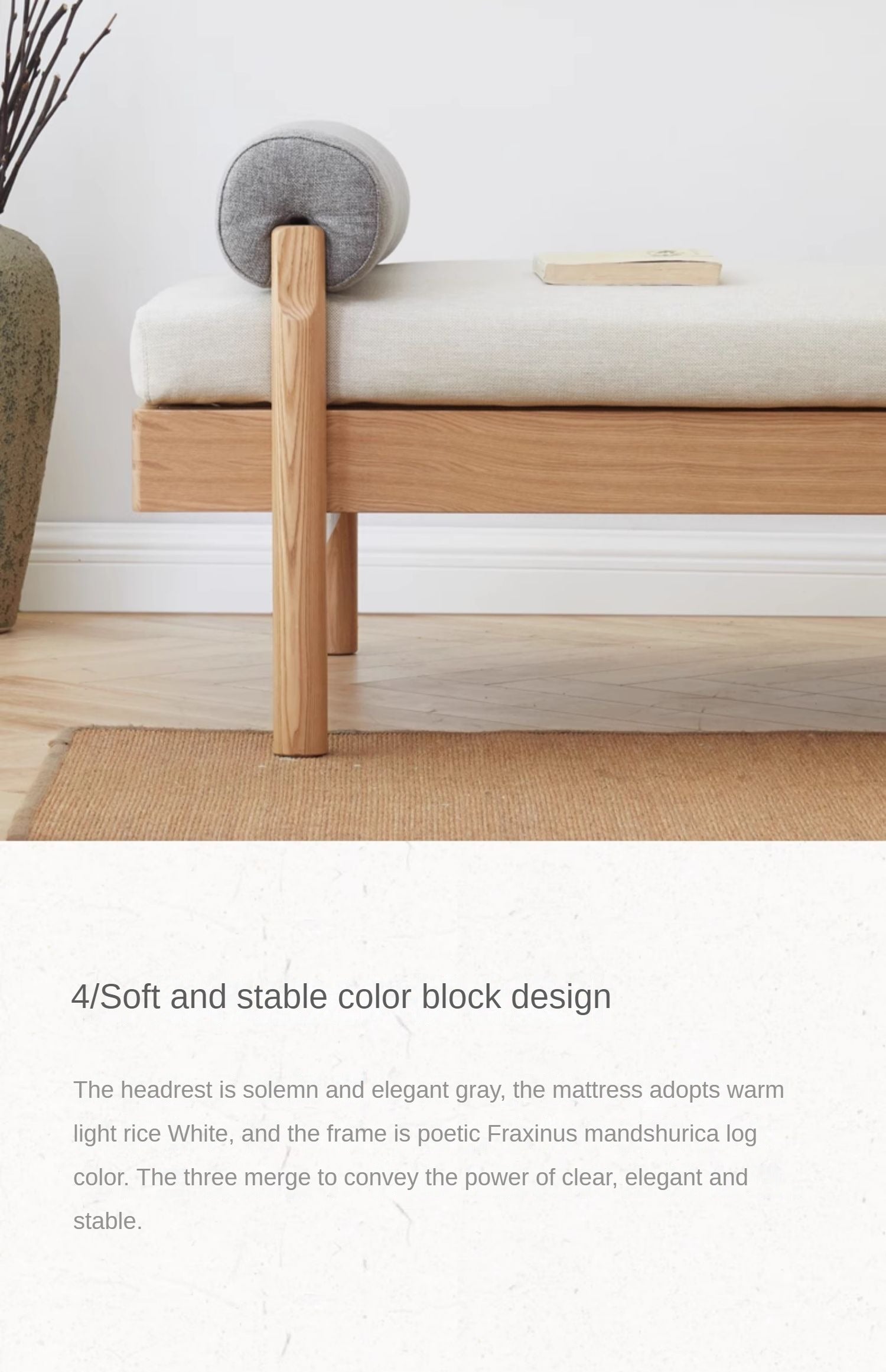 Ash Solid Wood Fabric Sofa.