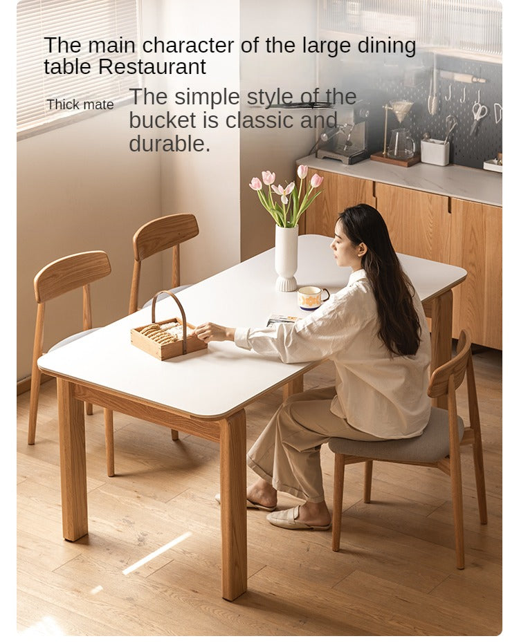 Oak Solid Wood, Solid Rubberwood Slate Dining Table