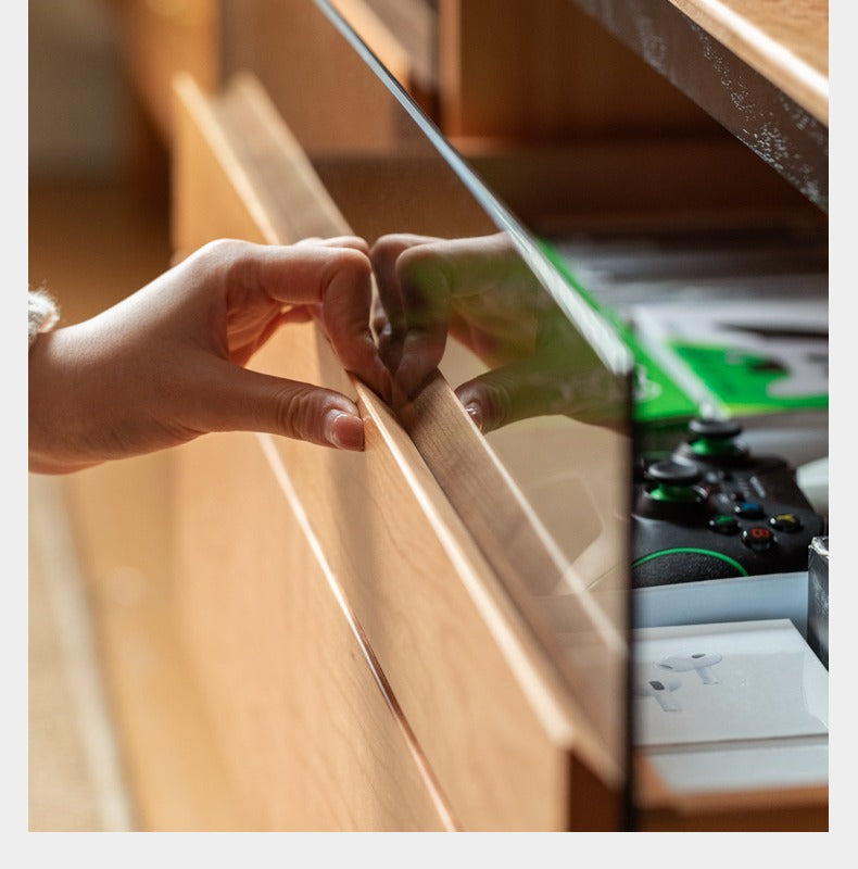 Cherry Solid Wood TV Cabinet Modern Simple))