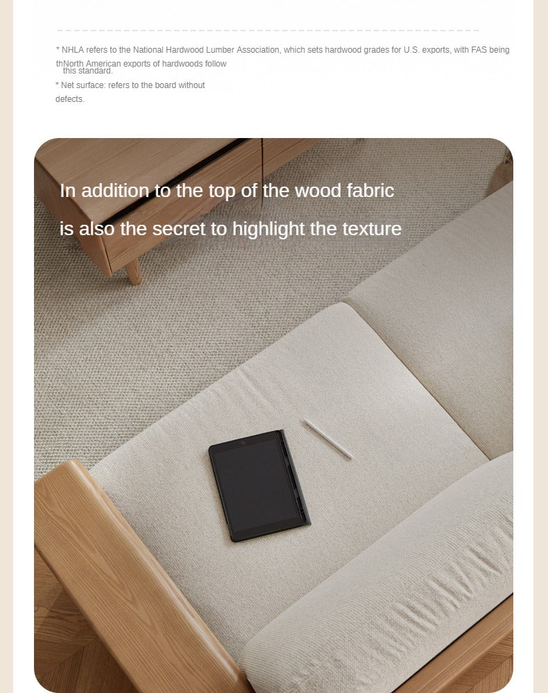 Ash solid Wood Modern Straight Sofa.