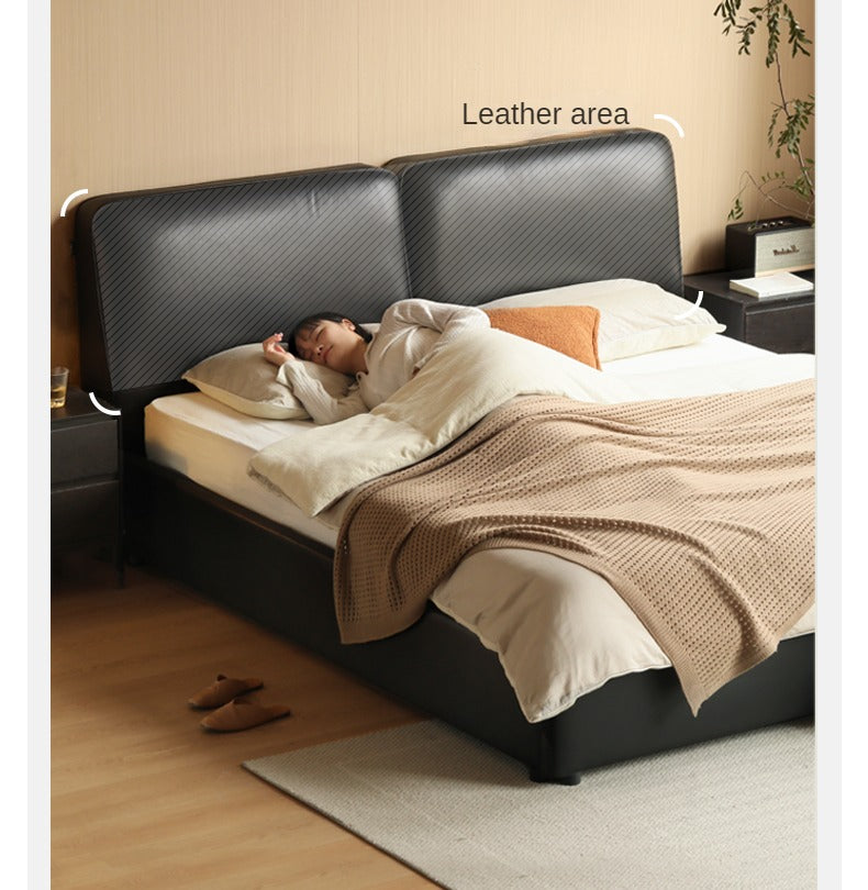 First Layer Of Yellow Cowhide Black Bed
