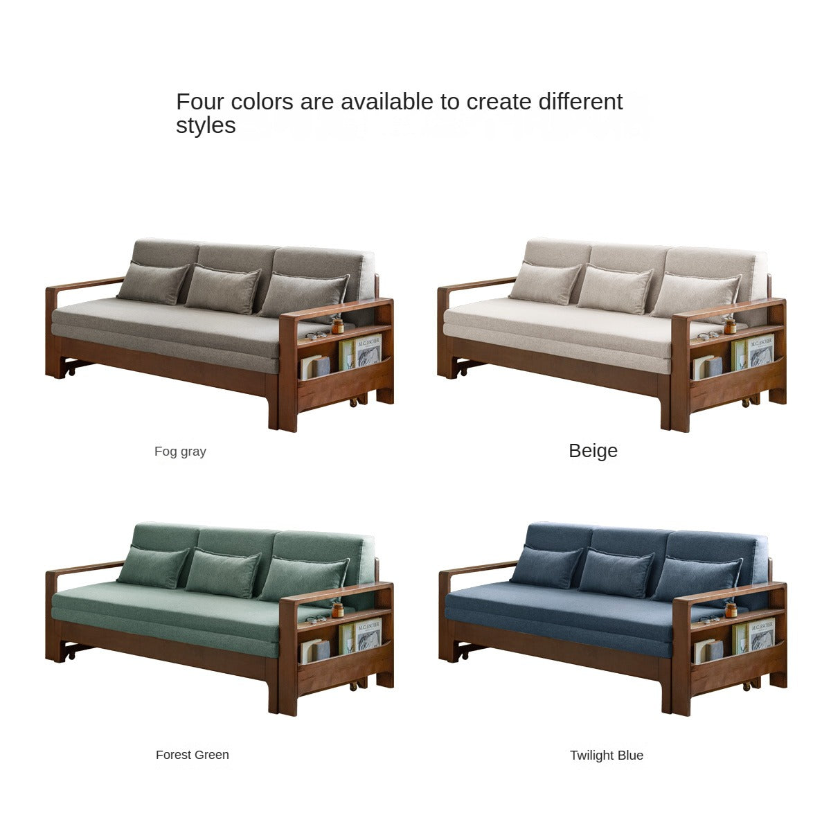 Oak, Beech Folding Multi-functional Storage Sofa Bed.