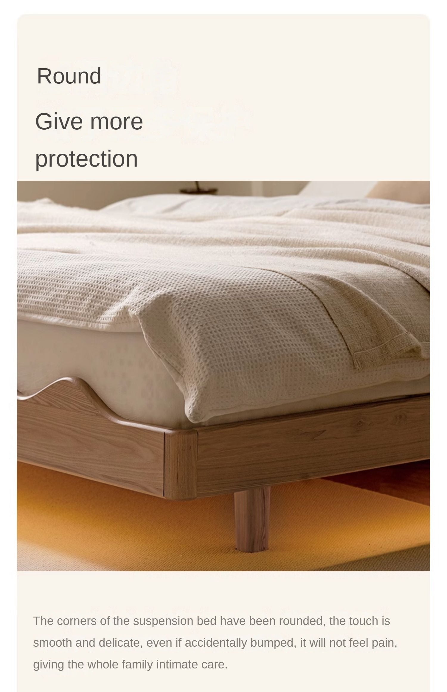 Ash Solid Wood Suspended Platform Bed, Headboard-Free Bed