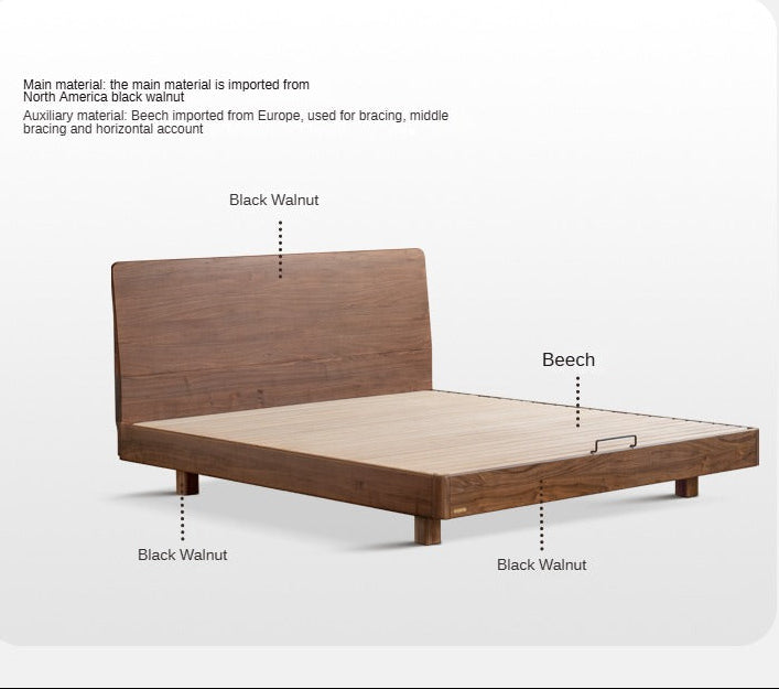 Black Walnut Solid Wood Suspended High Head Bed