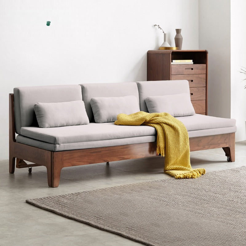 Oak Solid Wood Sofa Bed Dual-purpose Foldable Telescopic Bed