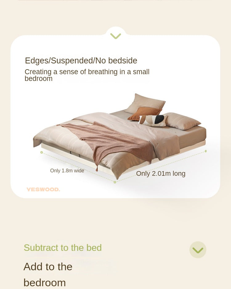 Poplar solid wood platform bed, headboard-free bed