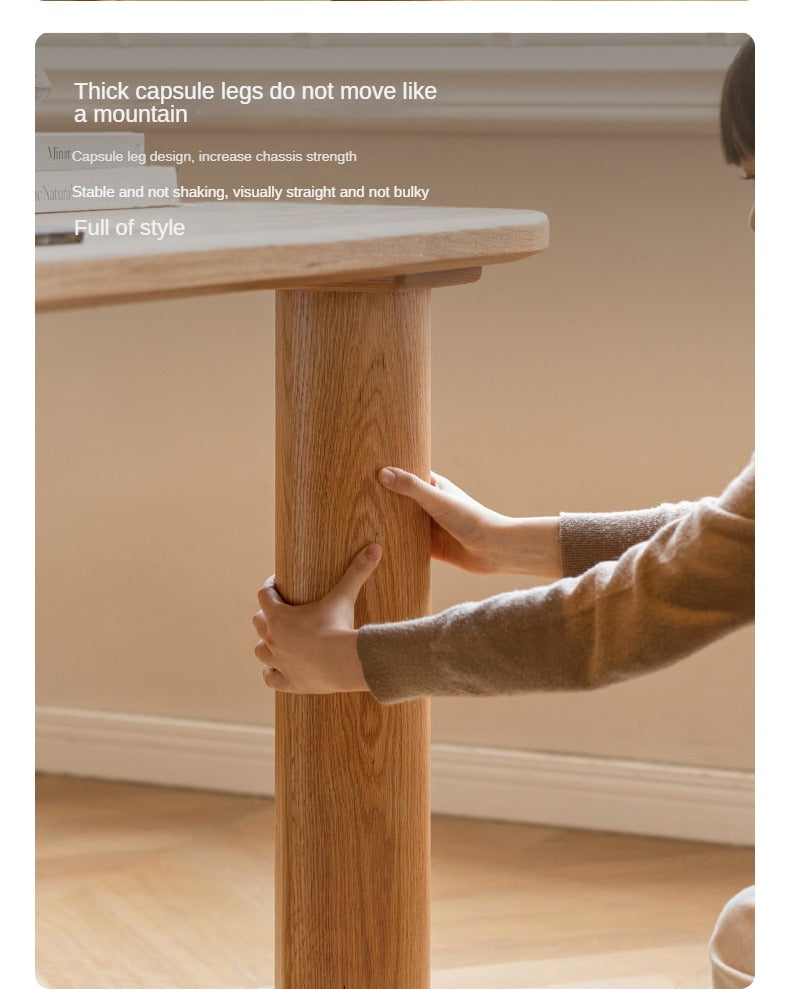 Oak Solid Wood Round Corner Long Dining Table