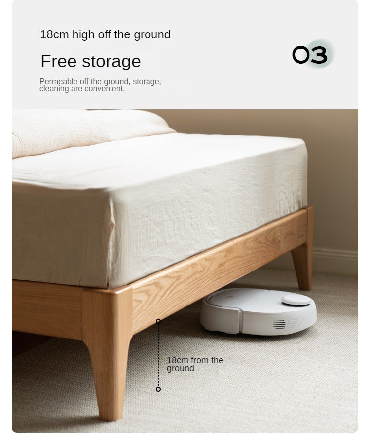 Oak, Ash Solid Wood Platform Bed, Headboard-Free Bed Modern Minimalist
