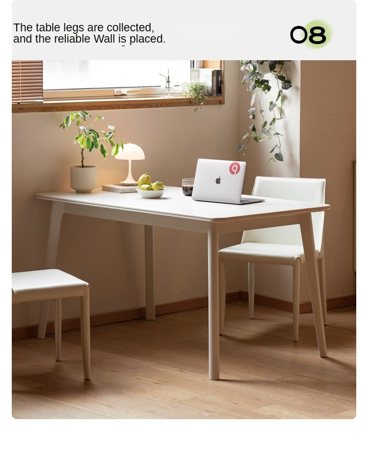 Solid Rubberwood Ectangular Rock Plate Dining Table