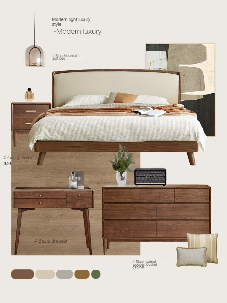 Teak, Black Walnut, Oak Solid Wood First Layer Yellow Cowhide Leather,Technical Cloth