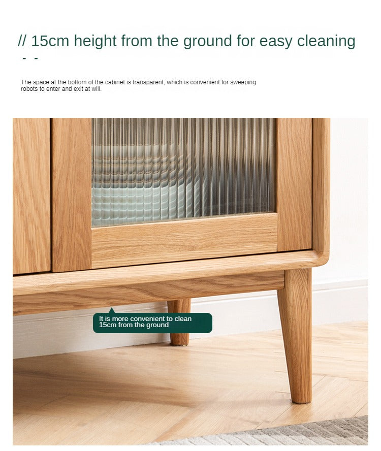 Oak Solid Wood, Solid RubberWood Nordic Modern Sideboard