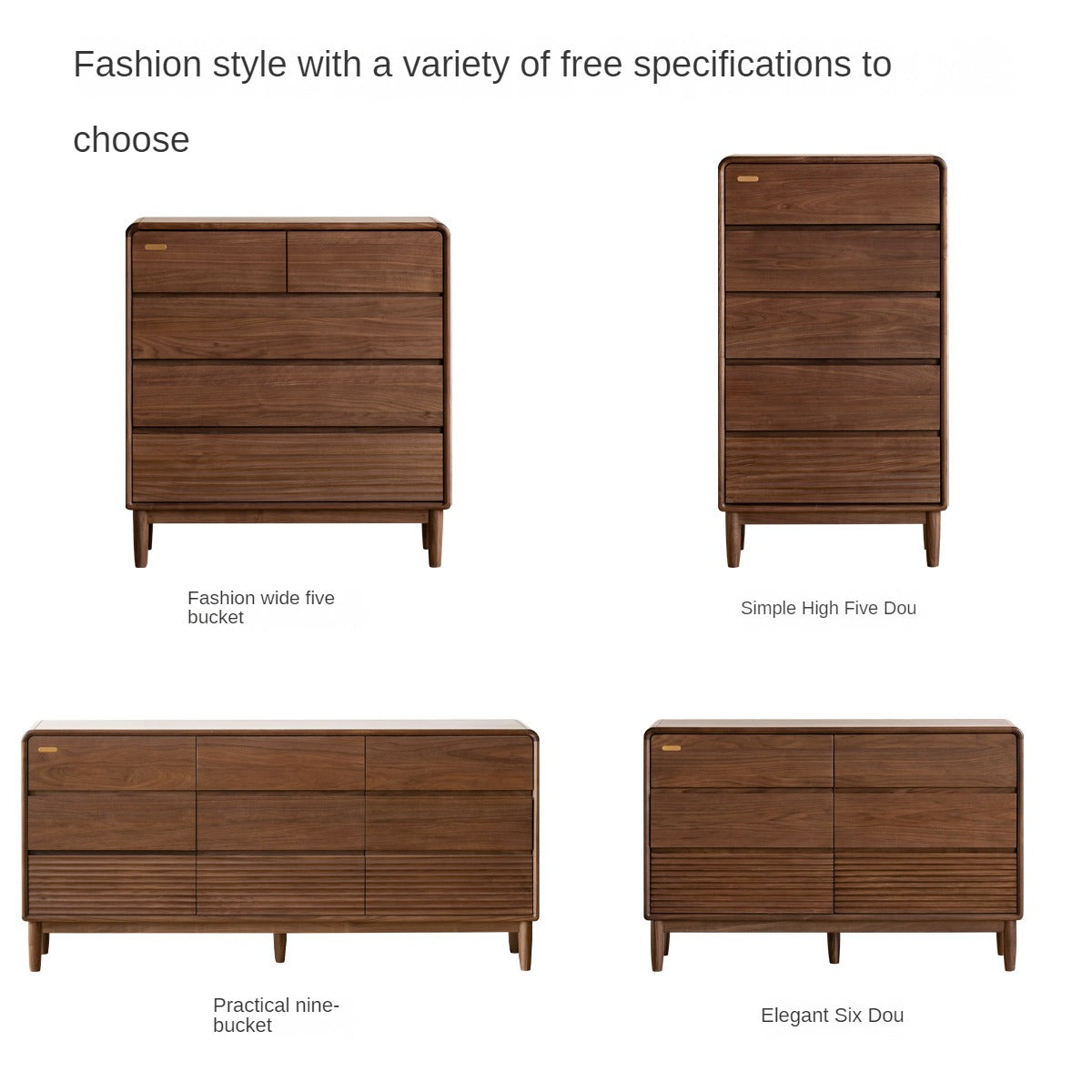 Black Walnut, Catalpa Solid Wood Drawer Storage Cabinet