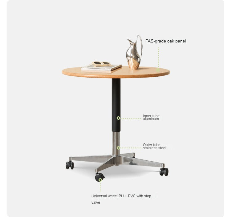 Black Walnut, Oak, Cherry, Poplar Solid Wood Lifting Movable Side Table