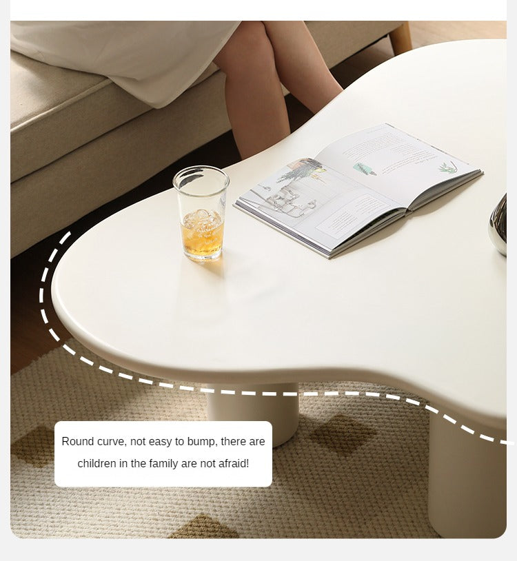 Rubber Solid Wood Creamy Cloud Coffee Table
