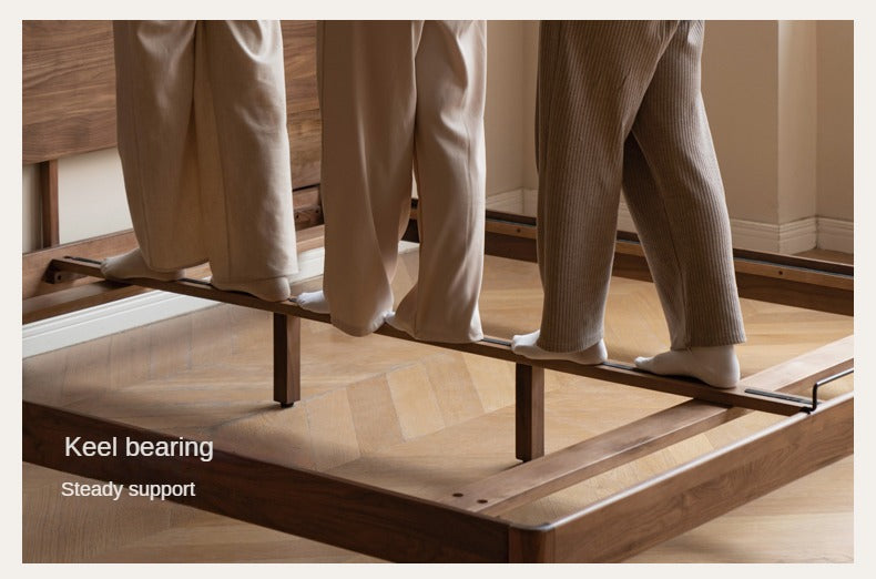 Black Walnut, Oak Solid Wood Floating Bed