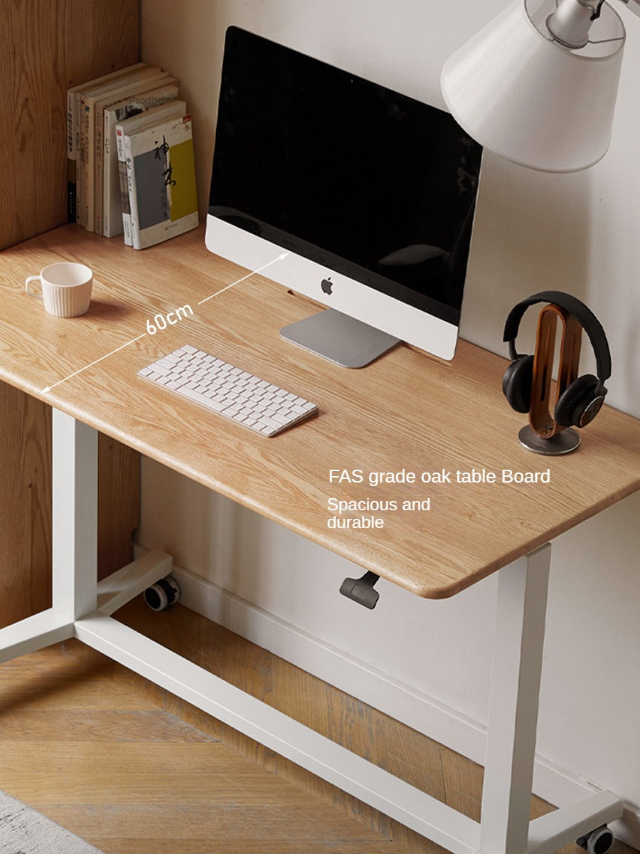 Oak, Rubberwood Solid Wood Standing Mobile Office Desk