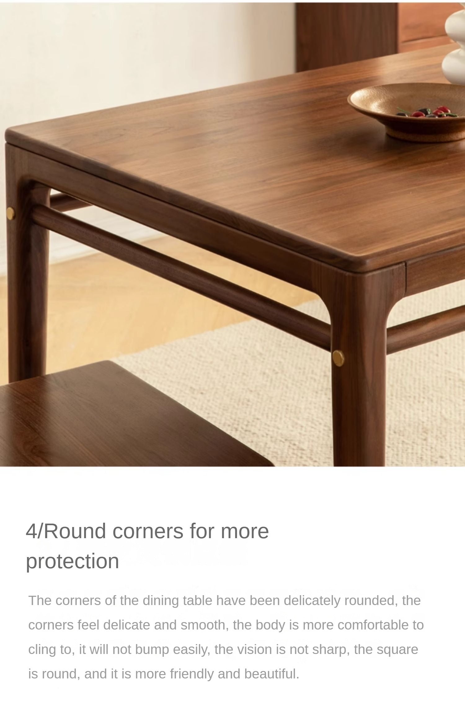 Black Walnut Solid Wood Rectangular Dining Table
