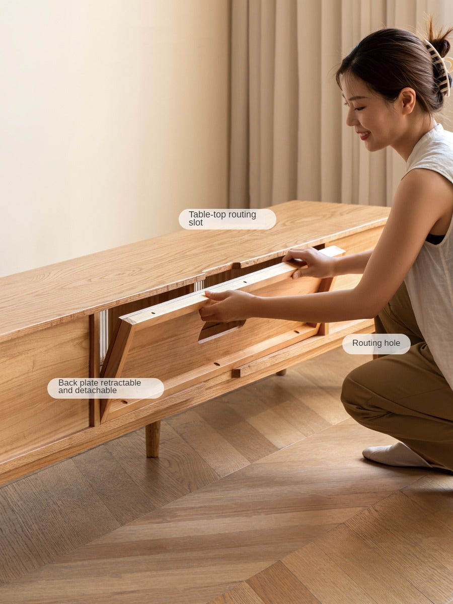 Oak Solid Wood TV Cabinet Modern