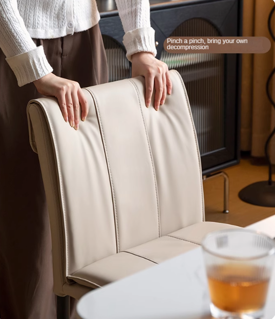 Set Pcs 4 Organic leather Iron Light Luxury Soft Backrest Chair