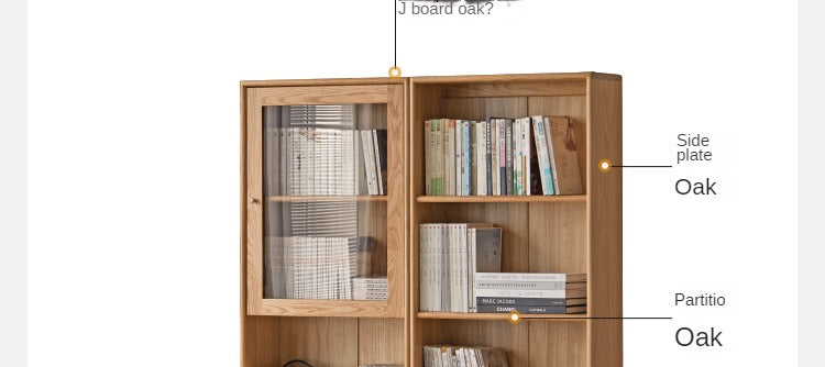 Floor-to-ceiling combination bookshelf, glass bookcase Oak"