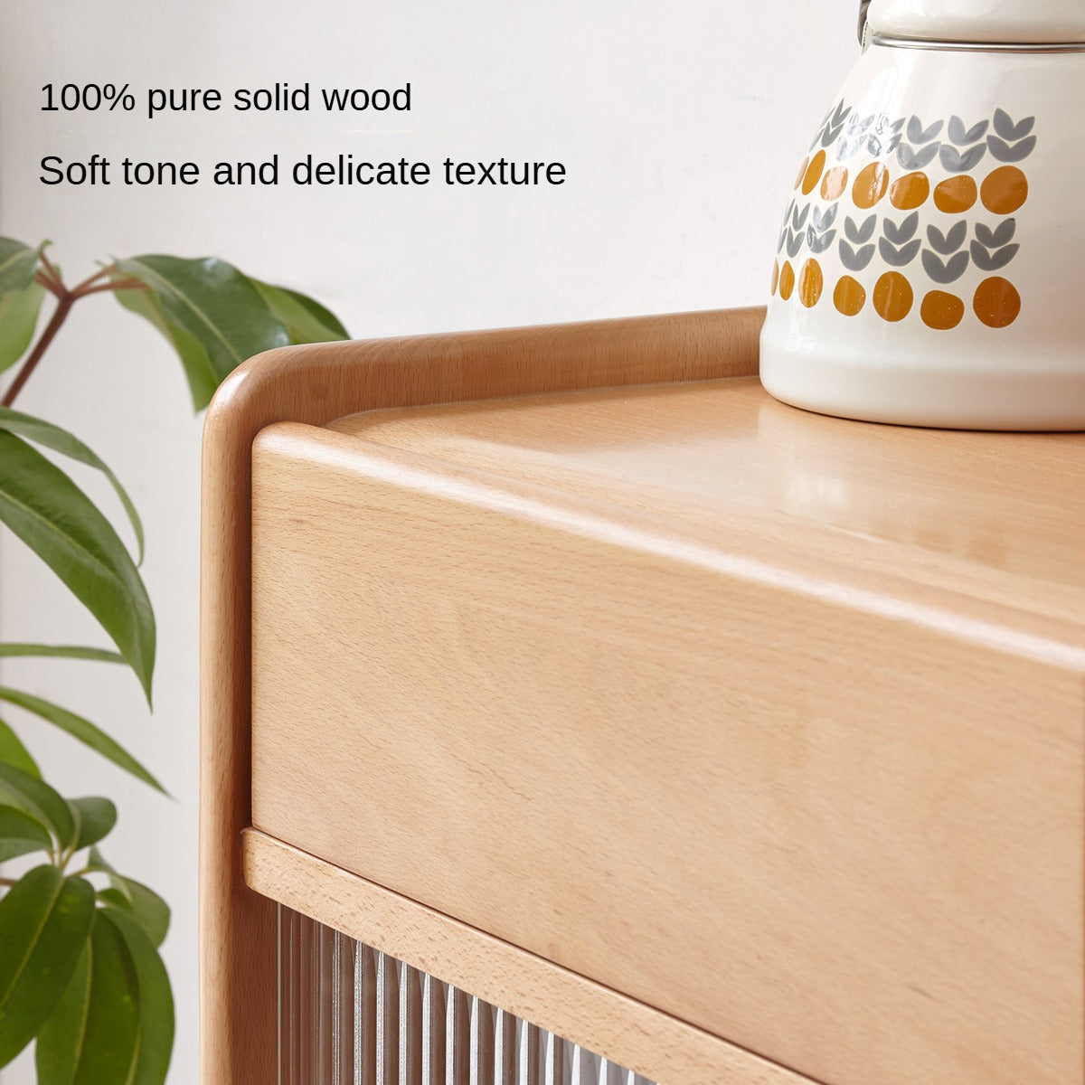 Beech Solid Wood Dining Sideboard Sliding Door