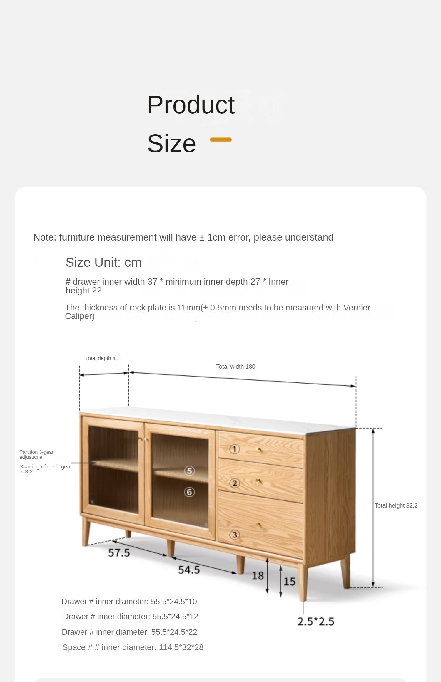 Oak Solid Wood Rock Board Modern Dining Sideboard