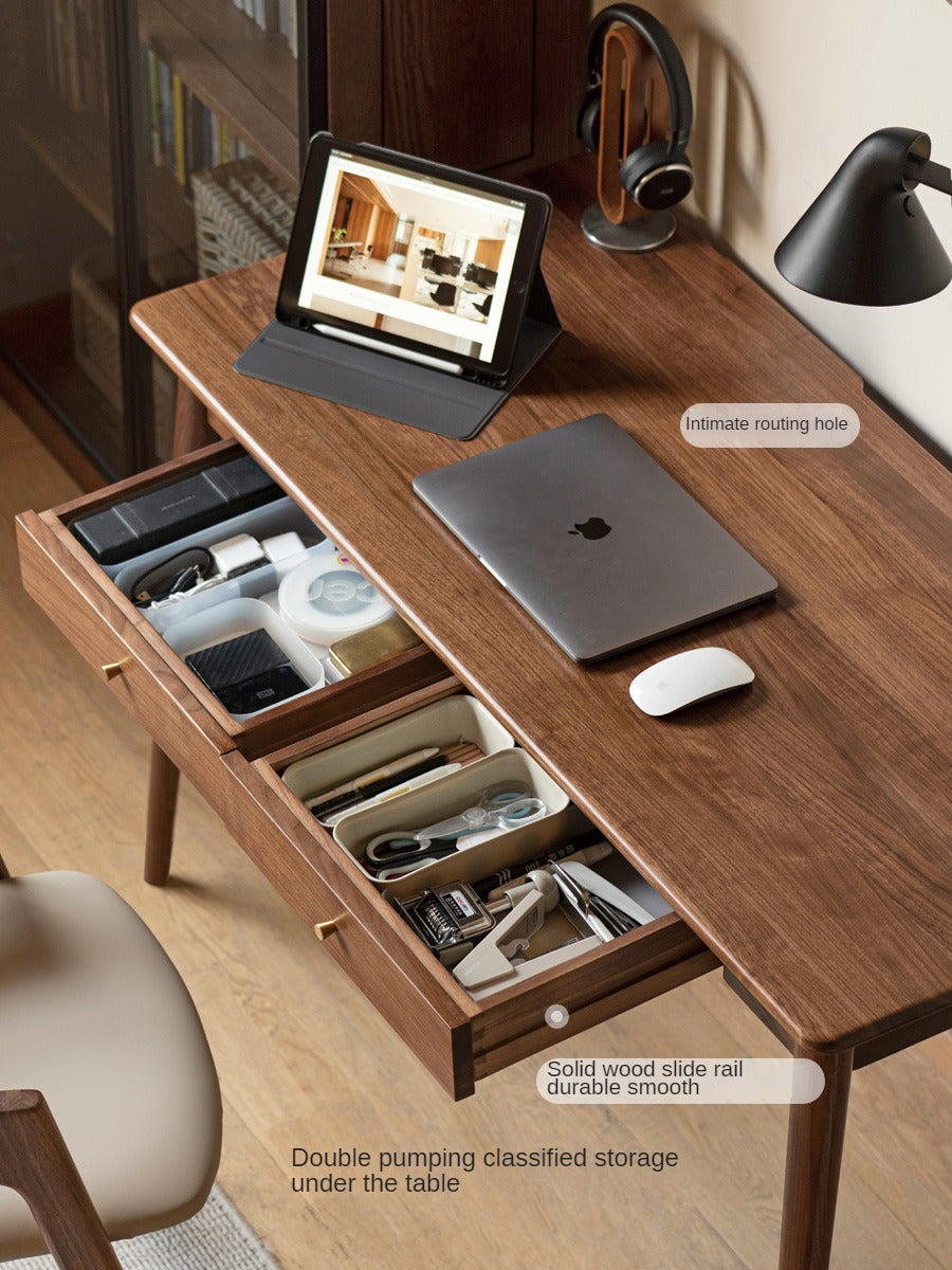 Black Walnut Solid Wood Office Desk