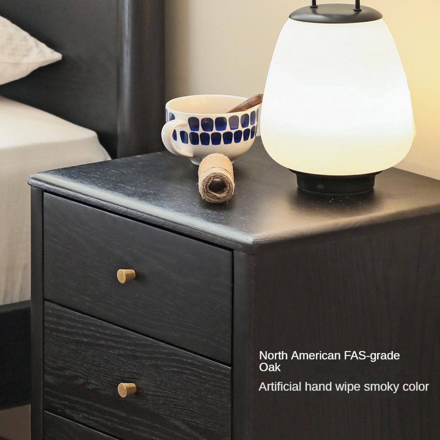 Oak solid wood retro smoky color Nightstand.