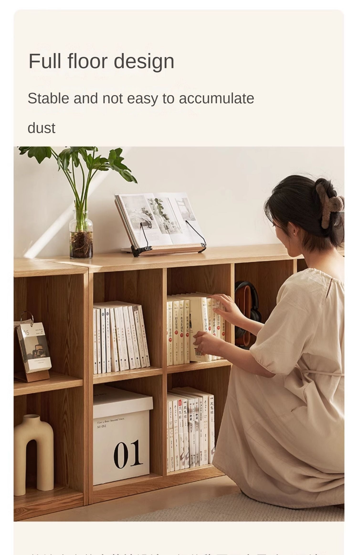 Ash Solid Wood Bookcase Simple Floor Bookshelf