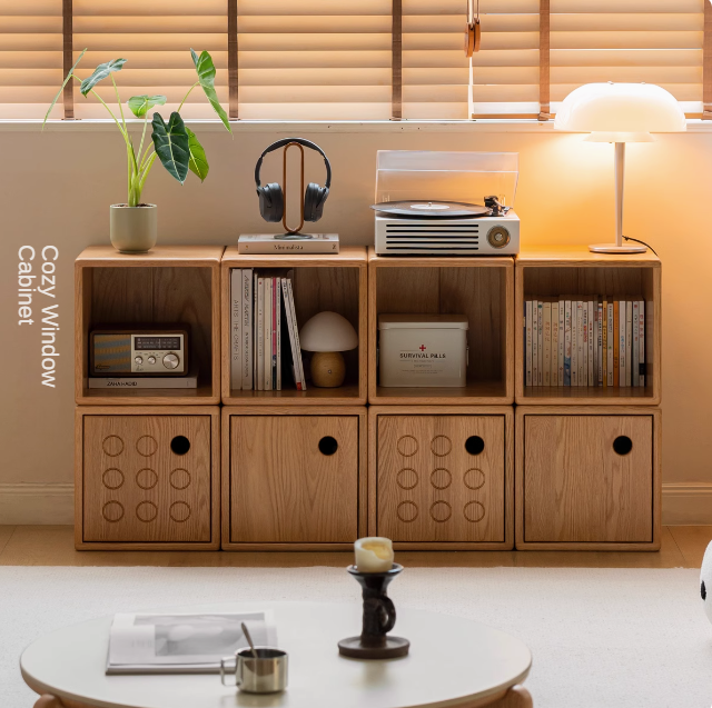 Oak, Cherry Solid Wood Free Combination Bookshelf