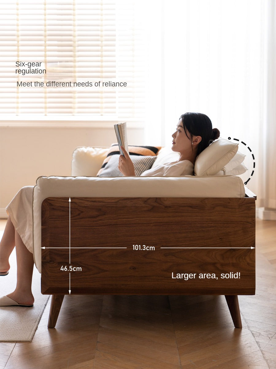 Black Walnut, Ash Solid Wood Genuine Leather Down Sofa.