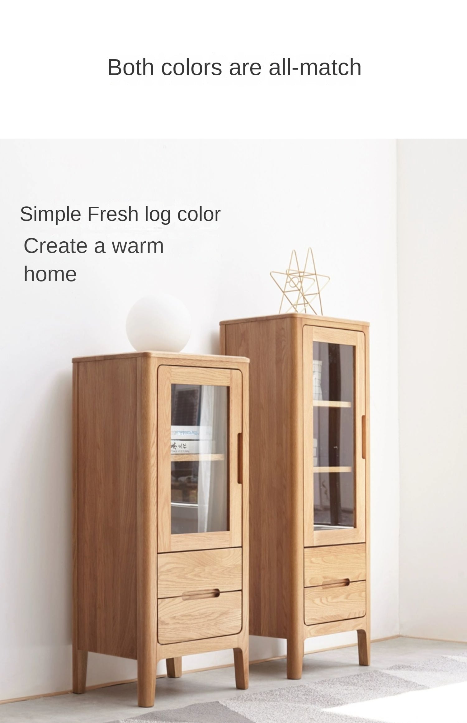 Oak Solid Wood Nordic Side Cabinet