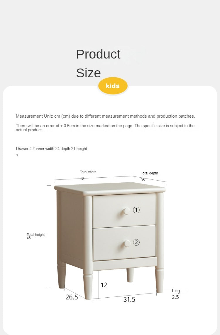 Poplar Solid Wood American White Kids Nightstand