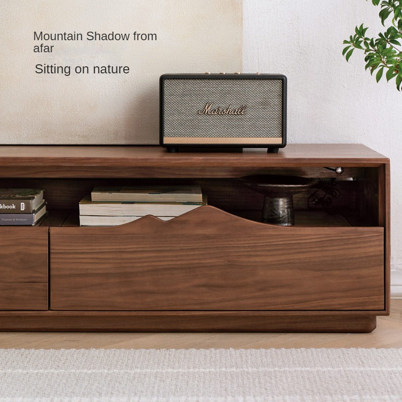 Black Walnut, Ash Solid Wood Large Capacity Floor TV Table.