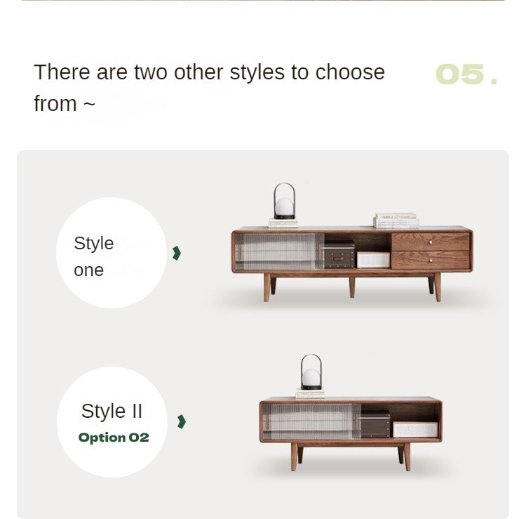 Oak, Solid Rubberwood, Beech Solid Wood TV Stand Glass Sliding Door